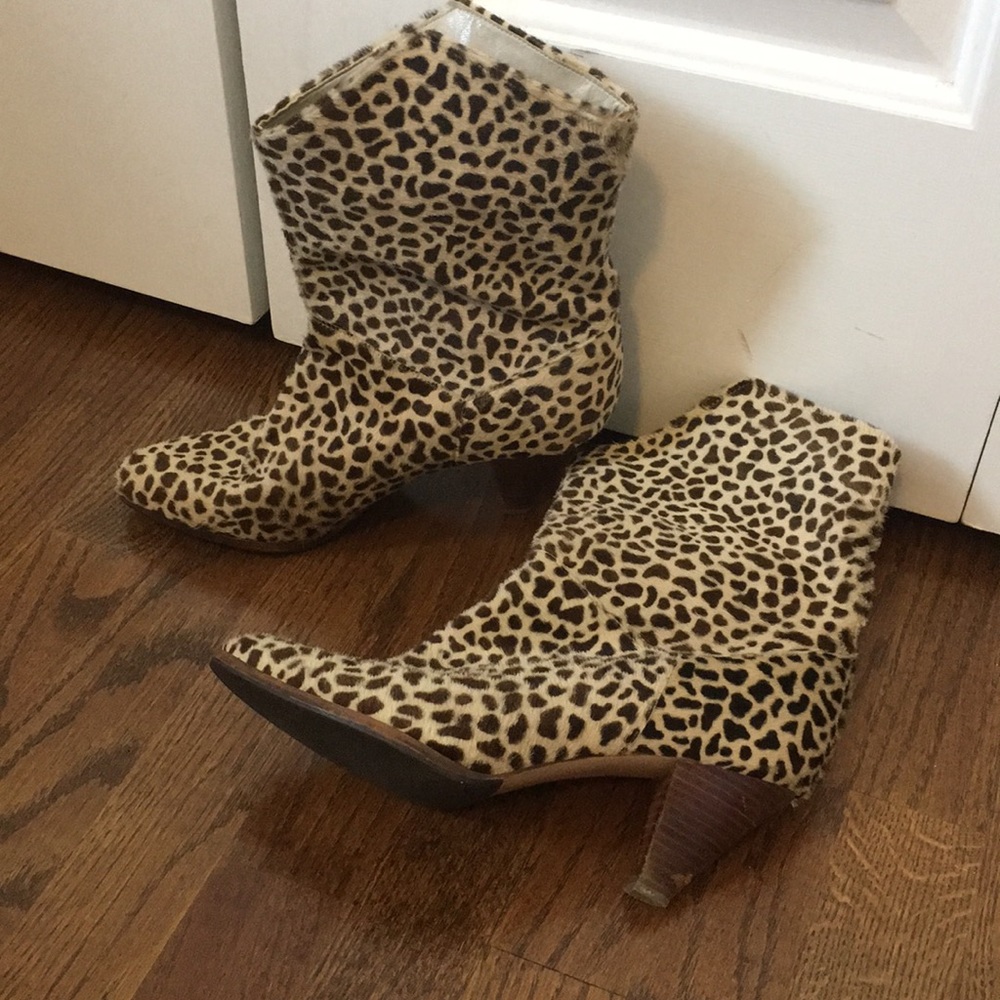 Real Calfskin Cheetah Print Boots - Picture 2 of 5